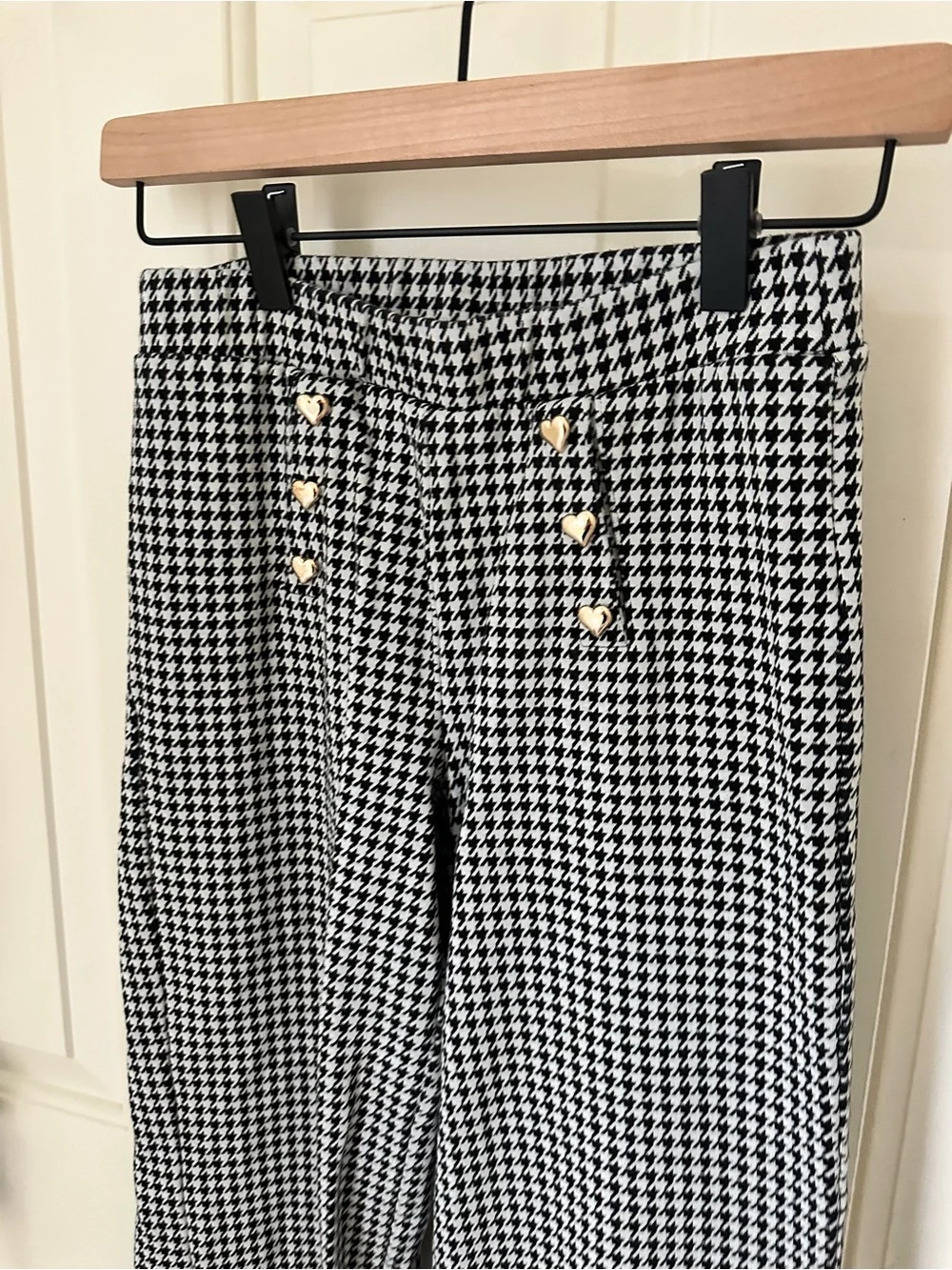 Old Navy Black & White Houndstooth Top with Sailor Details